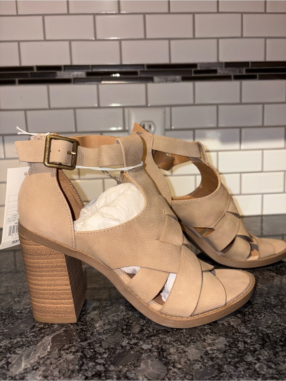 Target Beige Strappy Block Heel Sandals